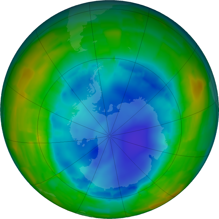 Antarctic ozone map for 12 August 2011